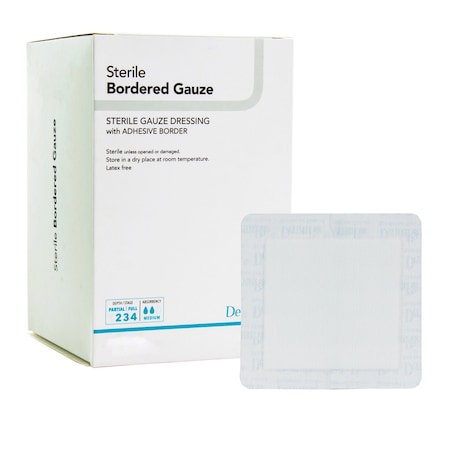Dermarite Bordered Gauze DermaRite Gauze Adhesive Dressing, White, Sterile, 4 X 8 inch, 25PK 11480